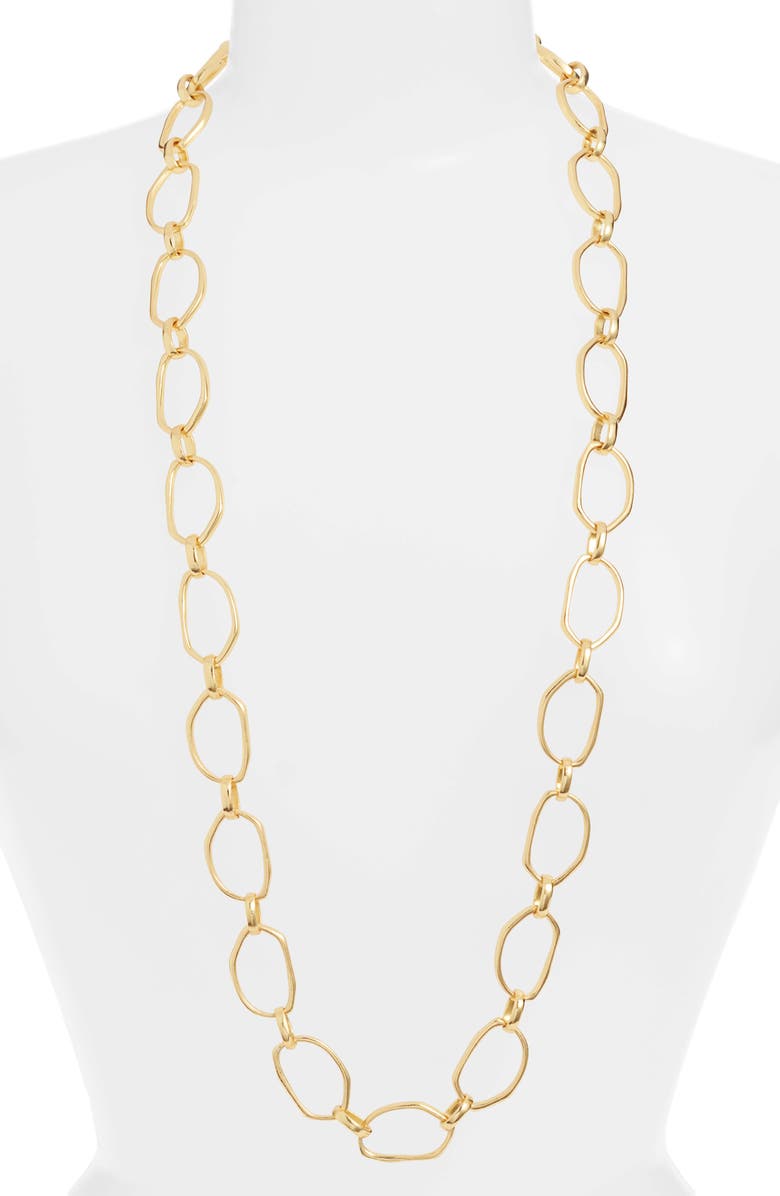 Karine Sultan Long Chain Necklace, Main, color, Gold