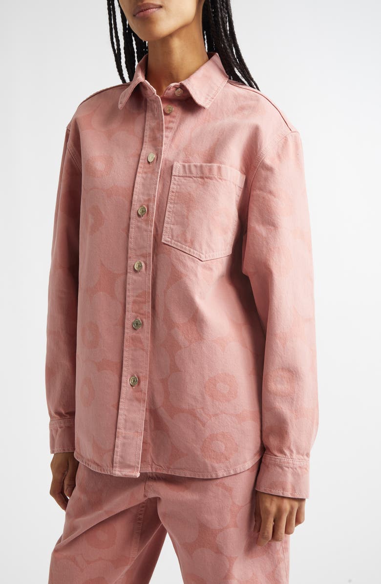 Marimekko Maridenim Vaihe Unikko Denim Shirt Jacket, Alternate, color, Light Pink