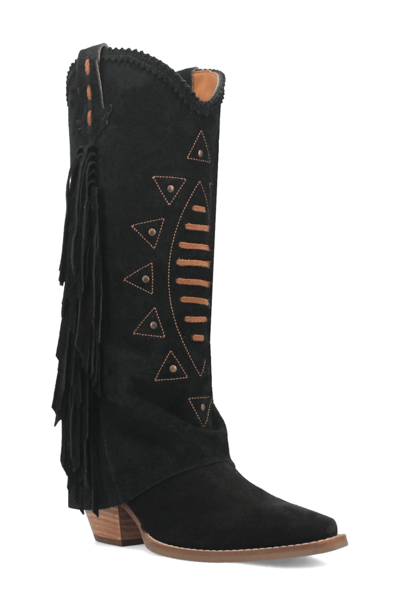 Dingo Spirit Trail Knee High Western Boot, Main, color, Black