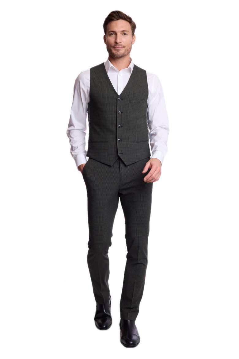 Eaton Gingham Five Button Vest, Alternate, color, GREEN NAVY BLACK GINGHAM