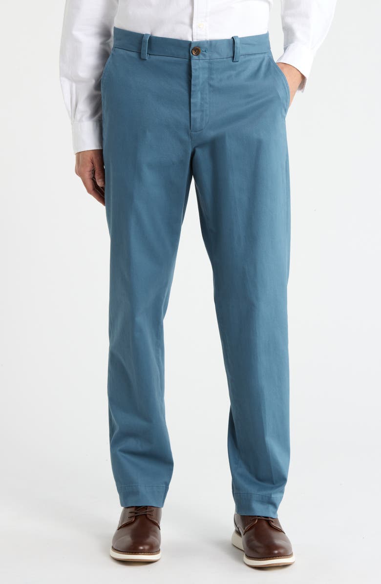 Brooks Brothers Washed Cotton Twill Chino Pants, Main, color, Blue Fusion