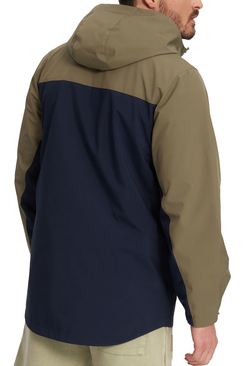 Elliott Water Resistant Two Tone Hooded Jacket, Alternate, color, OLIVE/NAVY