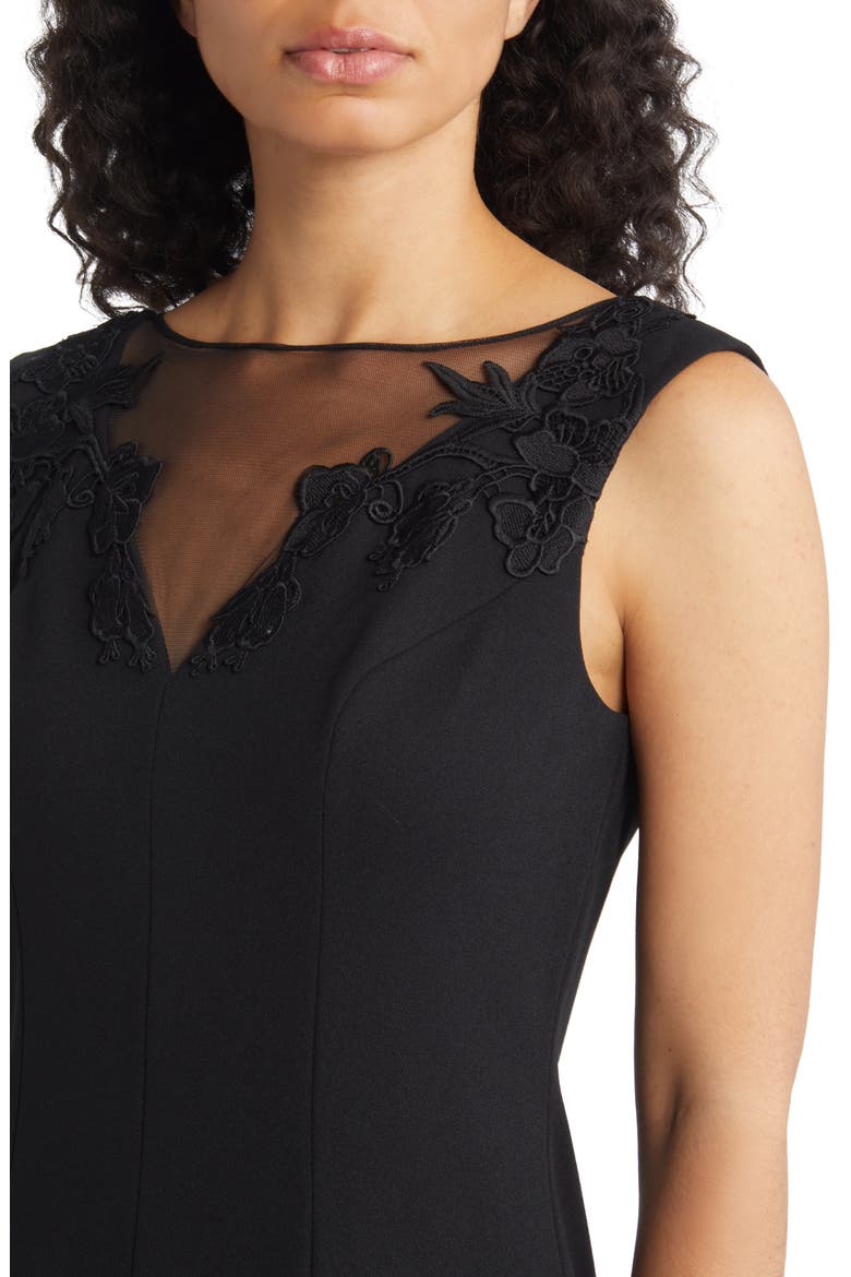 aidan mattox floral lace trim mesh cocktail dress Floral Lace Trim Mesh Cocktail Dress (Women)