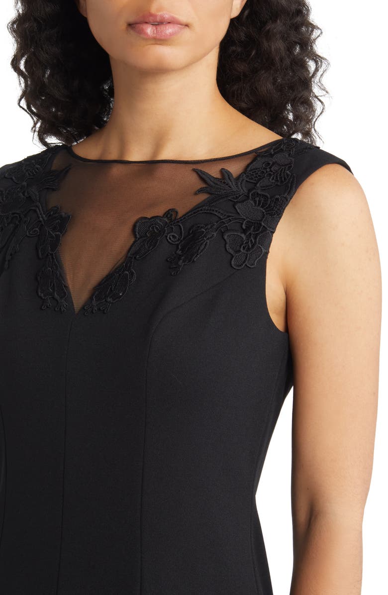 Aidan Mattox Floral Lace Trim Mesh Cocktail Dress, Alternate, color, 