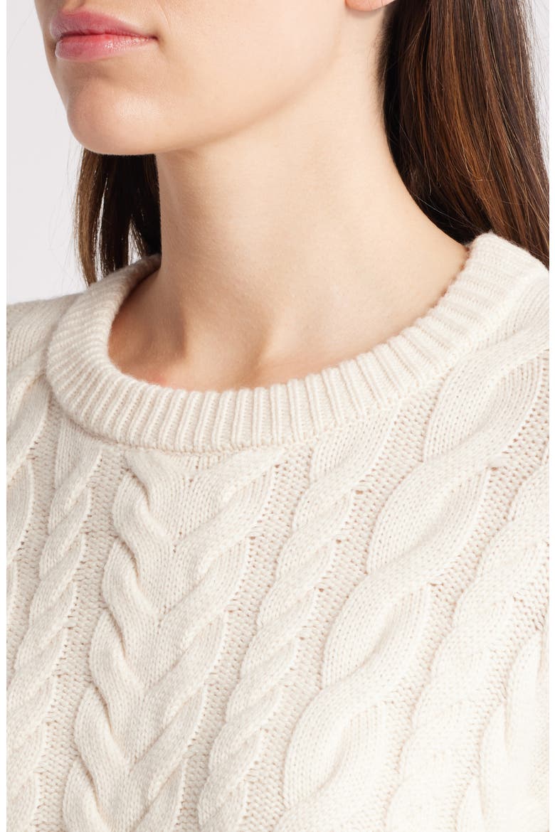 Oversize Cable Stitch Wool & Cashmere Sweater, Alternate, color, CREAM