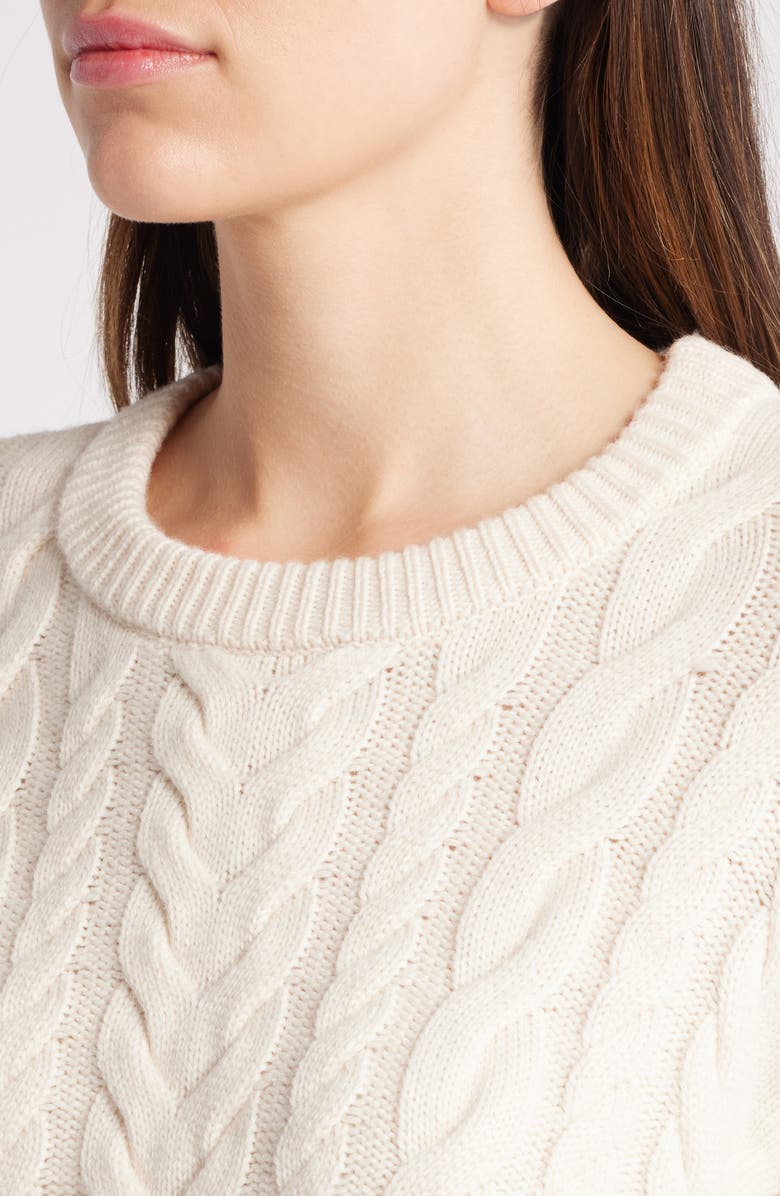 FRAME Oversize Cable Stitch Wool & Cashmere Sweater, Alternate, color, Cream