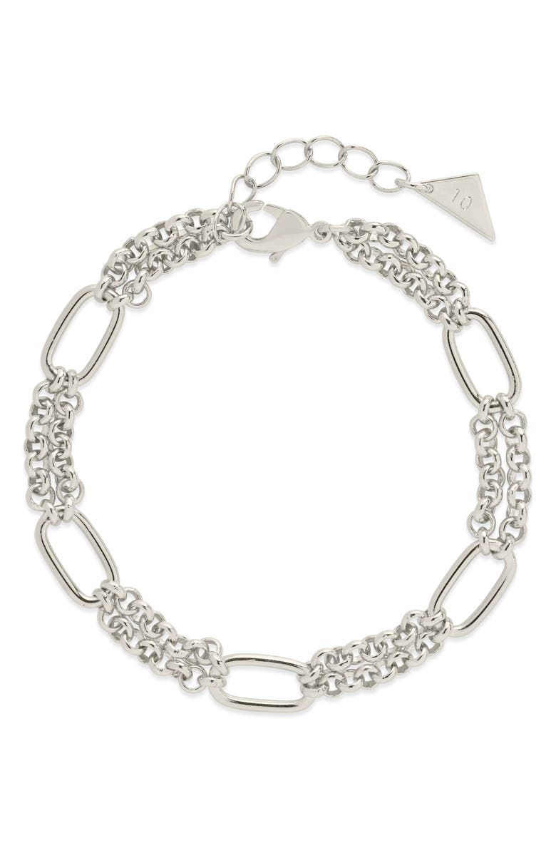 Sterling Forever Zenni Station Chain Bracelet, Main, color, Silver