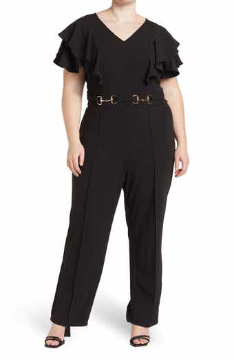 BY DESIGN Nova Flutter Sleeve Scuba Crepe Jumpsuit