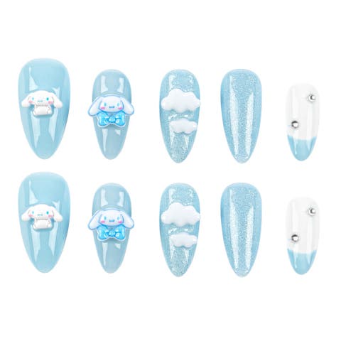 Cinnamoroll 3D Medium Almond Press-On Nails
