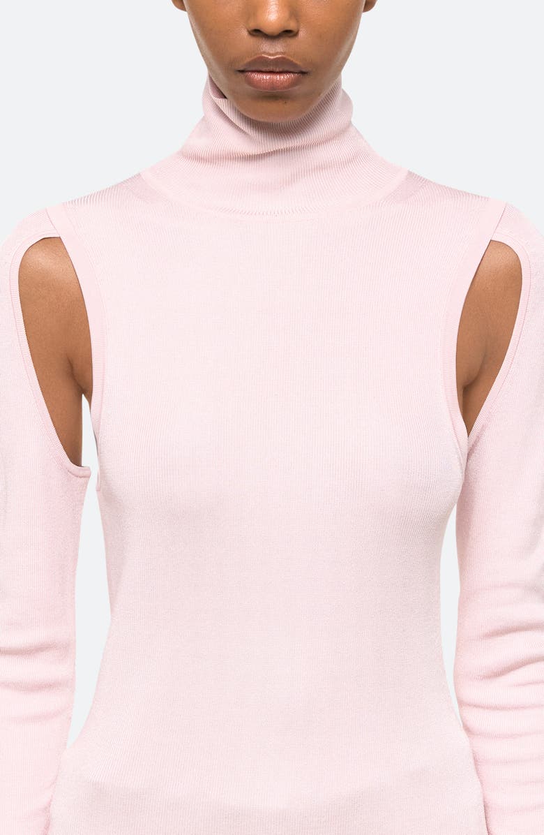 Helmut Lang Cutout Turtleneck Knit Top, Alternate, color, Baby Pink - V32