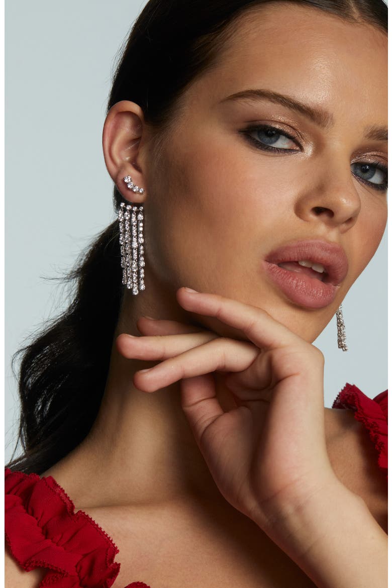 Fringe Drop Earrings, Alternate, color, RHODIUM
