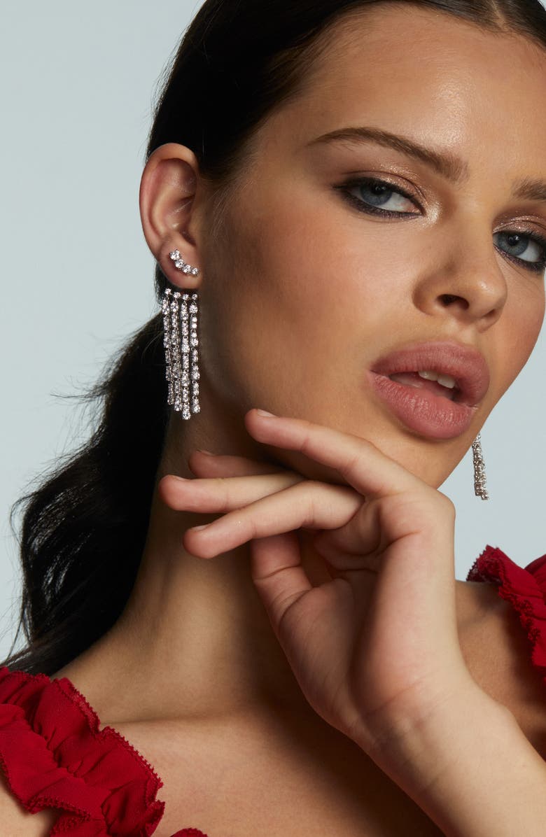 Nadri Fringe Drop Earrings, Alternate, color, Rhodium