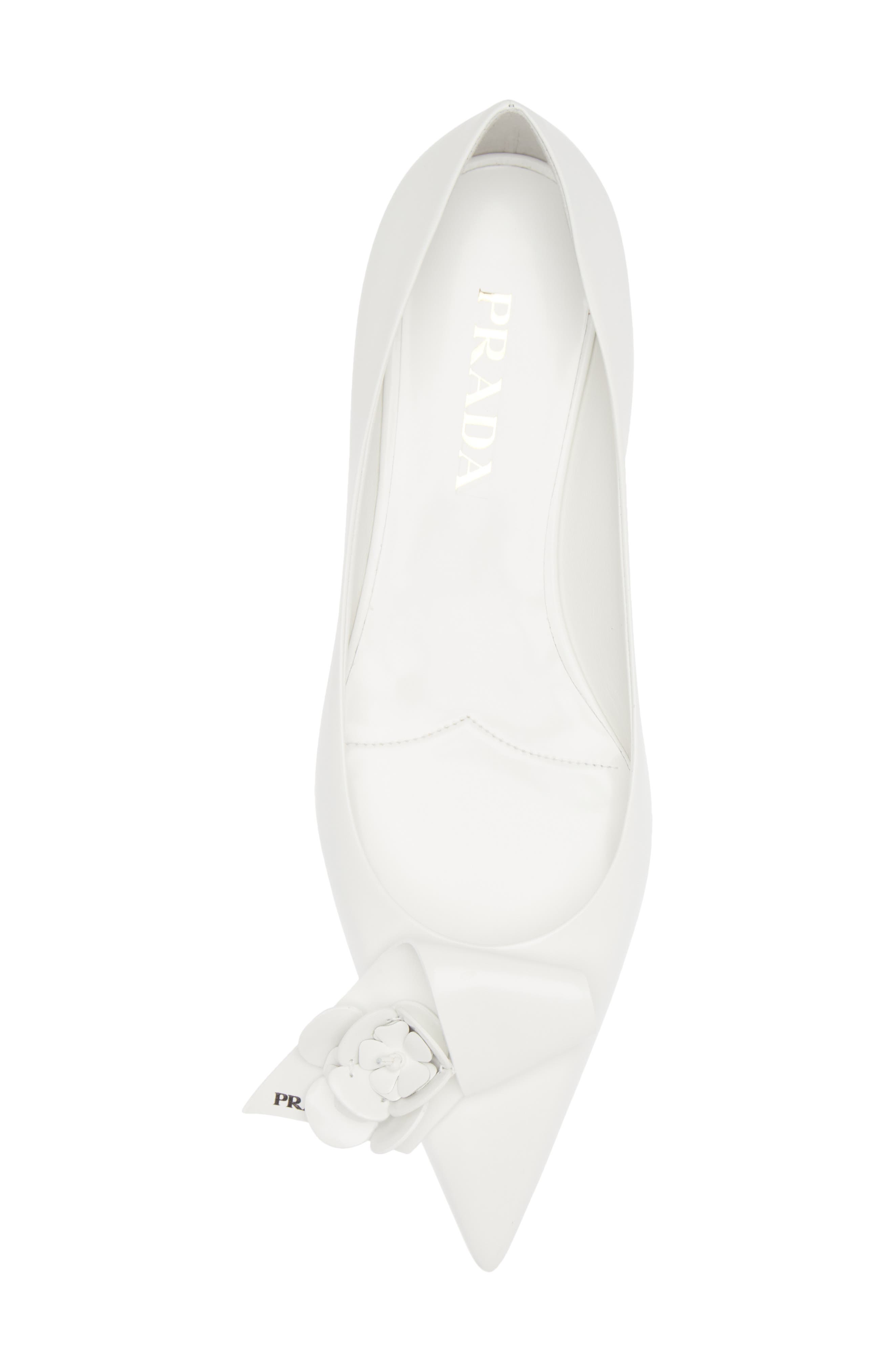 Loop Bouquet Pointed Toe Flat, Alternate, color, WHITE