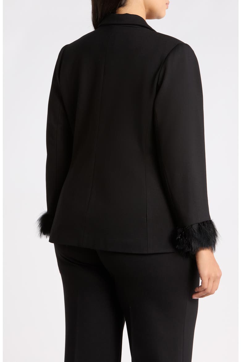 Faux Feather Cuff Two-Button Blazer, Alternate, color, ANNE BLACK
