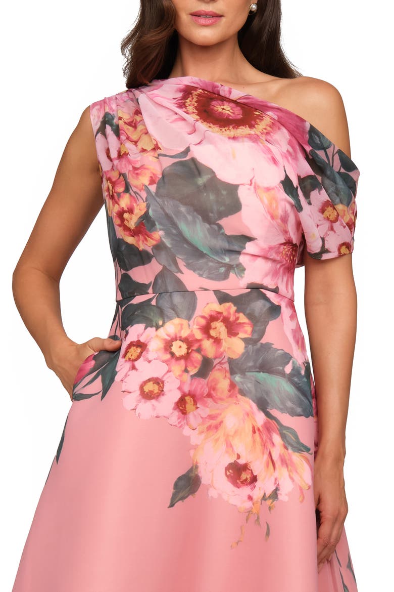 Katherine Floral One-Shoulder Midi Dress, Alternate, color, ROSE PETAL MULTI