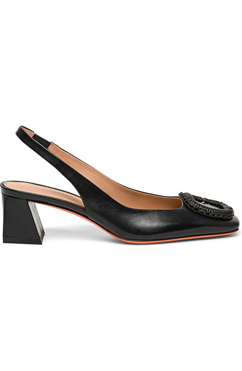 Santoni Leather Mid-Heel Slingback, Alternate, color, Black