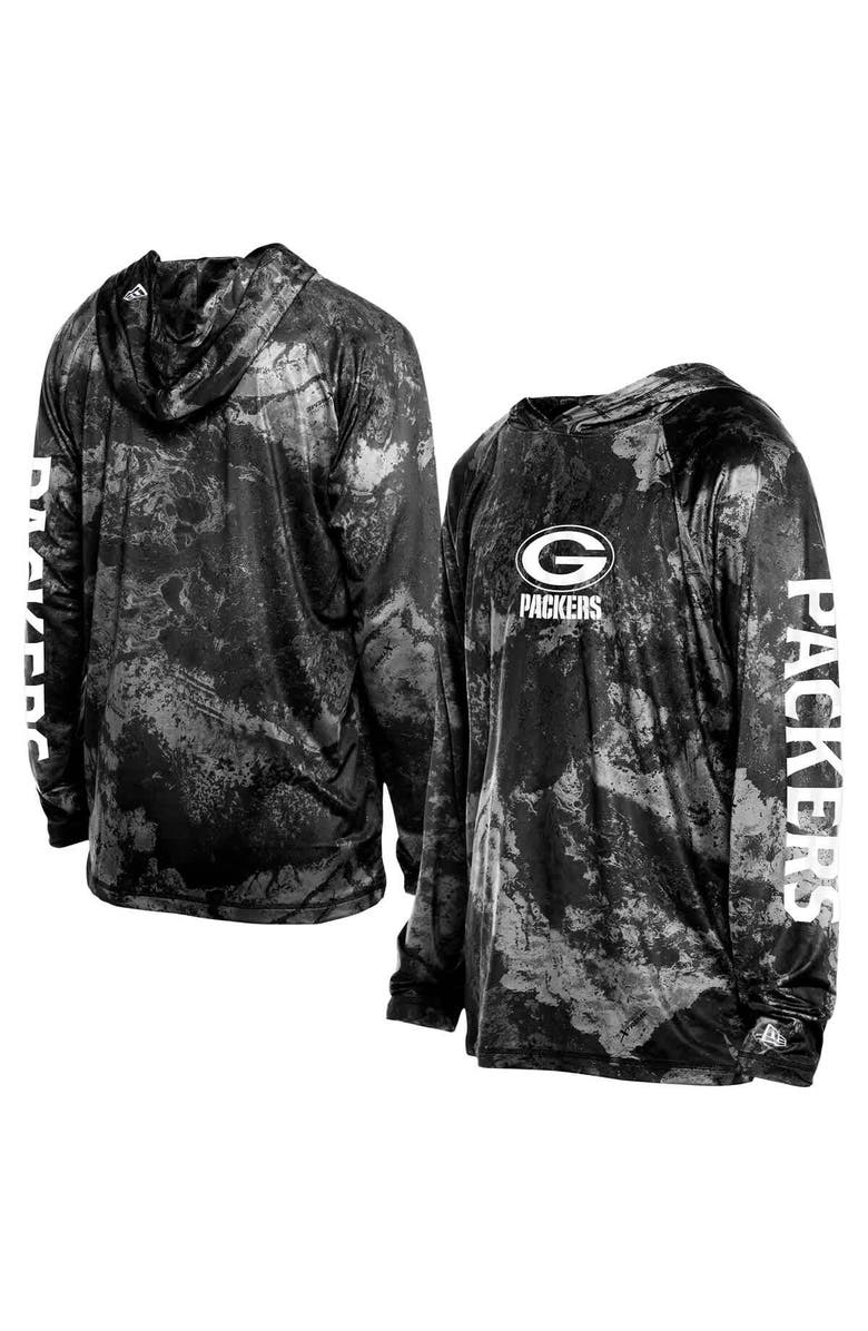 New Era Men's New Era  Black Green Bay Packers RealTree Xtreme Camo Raglan Long Sleeve Hooded Top, Main, color, 