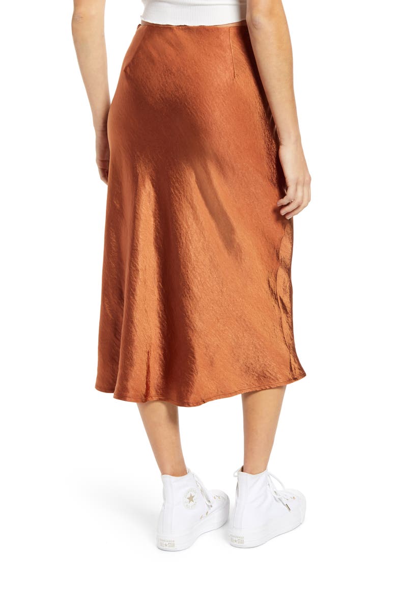 Lulus Satin A-Line Midi Skirt, Alternate, color,