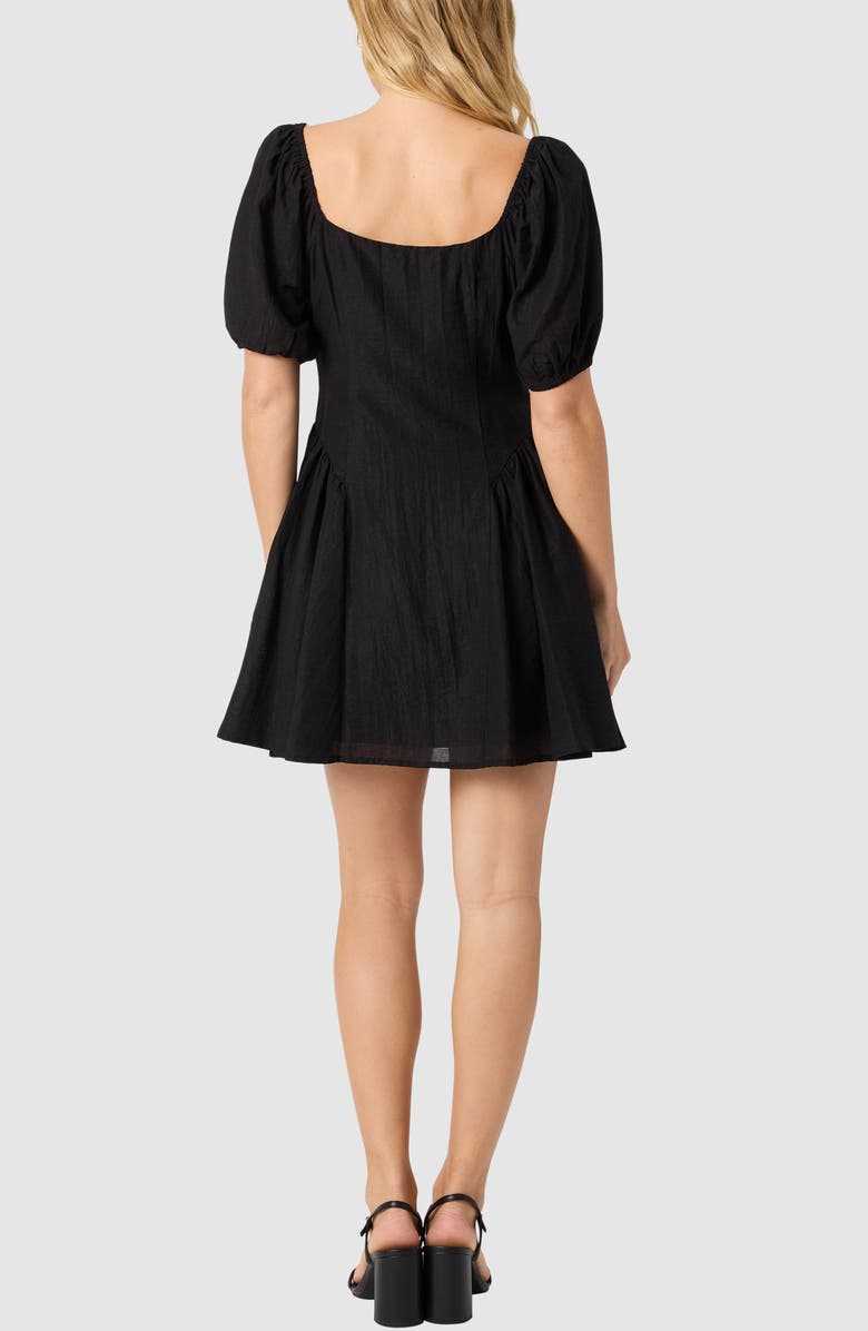 Lush Puff Sleeve Button Front Dress, Alternate, color, Black