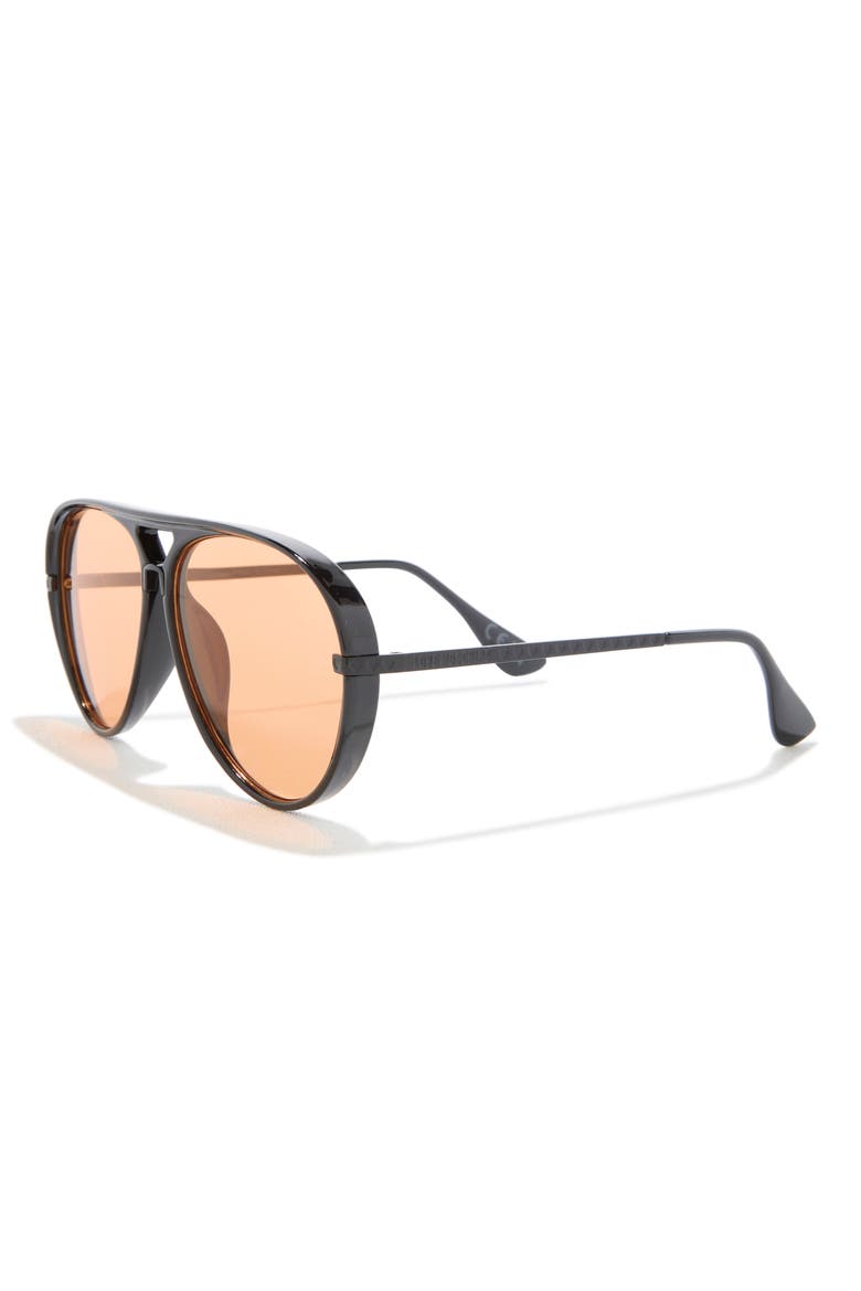 60mm Aviator Sunglasses, Alternate, color, BLACK OPAQUE