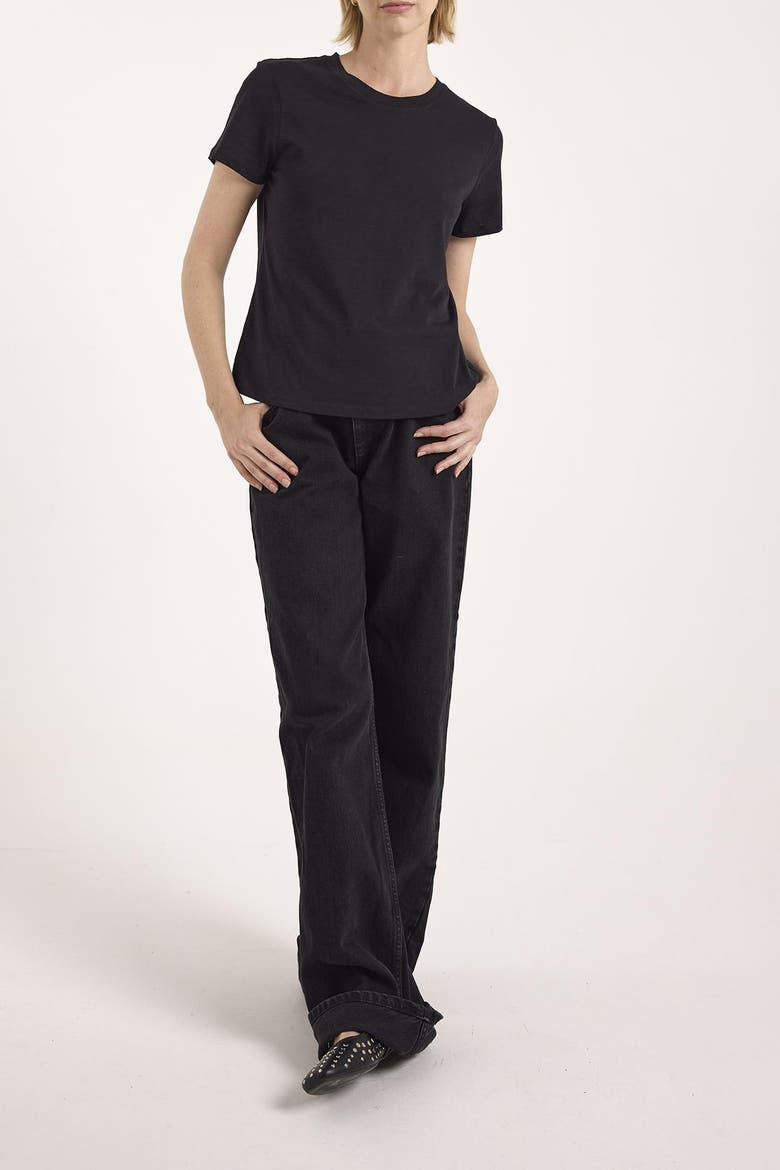 Boxy Cotton Crew Neck T-shirt, Alternate, color, Black