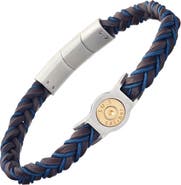 Link Up Braided Two-color Leather Bracelet with Stainless Steel Detail