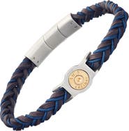 Link Up Braided Two-color Leather Bracelet with Stainless Steel Detail
