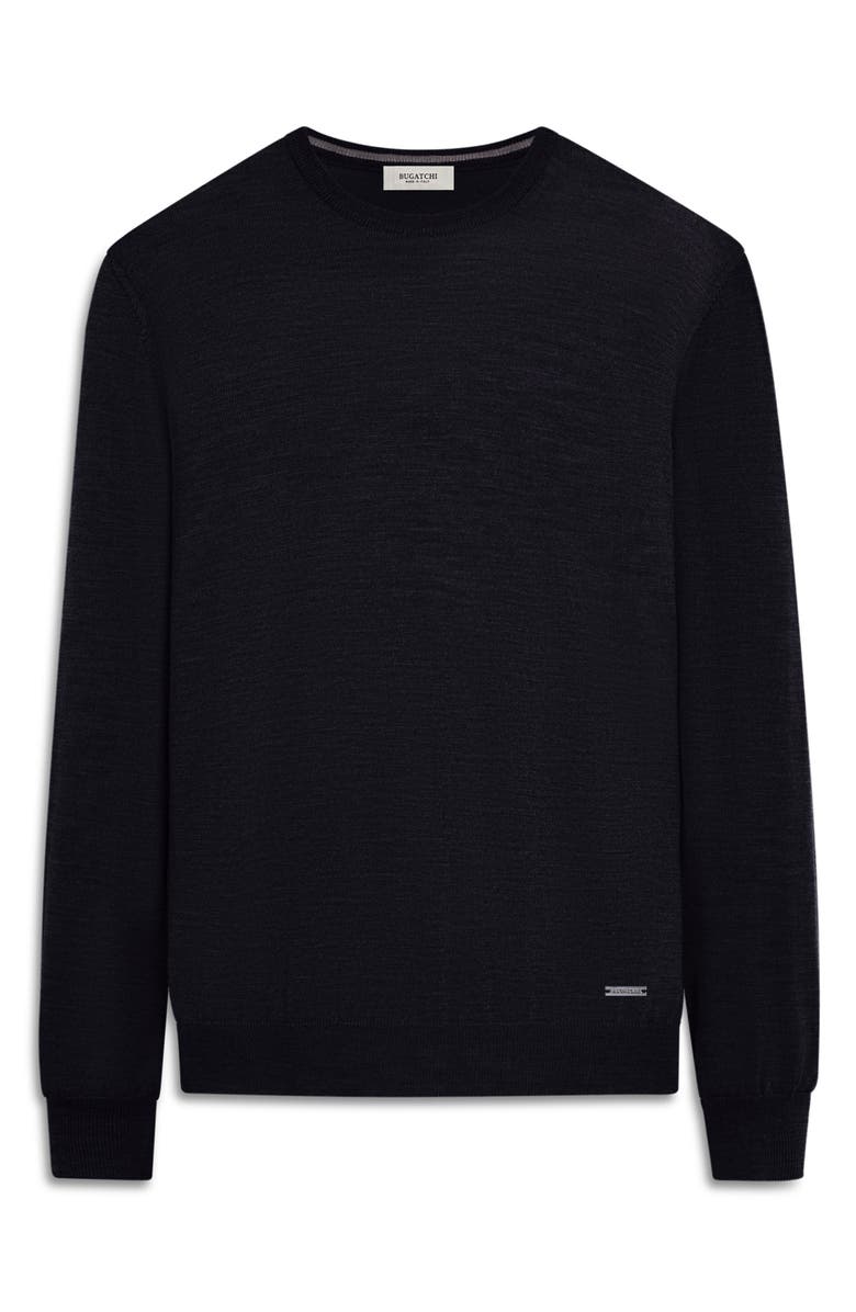 Bugatchi Scott Crewneck Merino Wool Sweater, Alternate, color, Black