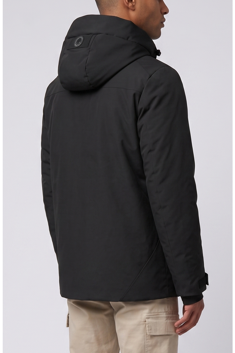 Hooded Microfiber Jacket with Heat-Sealed Pockets, Alternate, color, Black