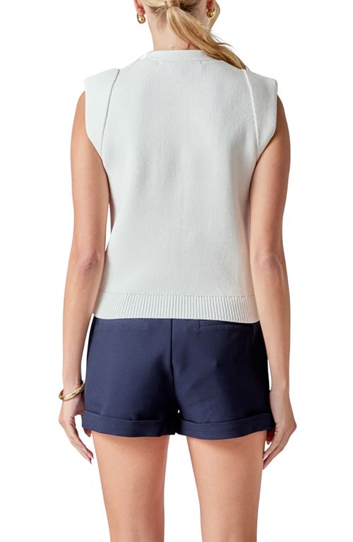Endless Rose Button Sweater Vest In White