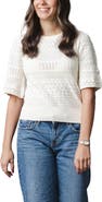 Hope & Henry Organic Bell Sleeve Pointelle Sweater Top