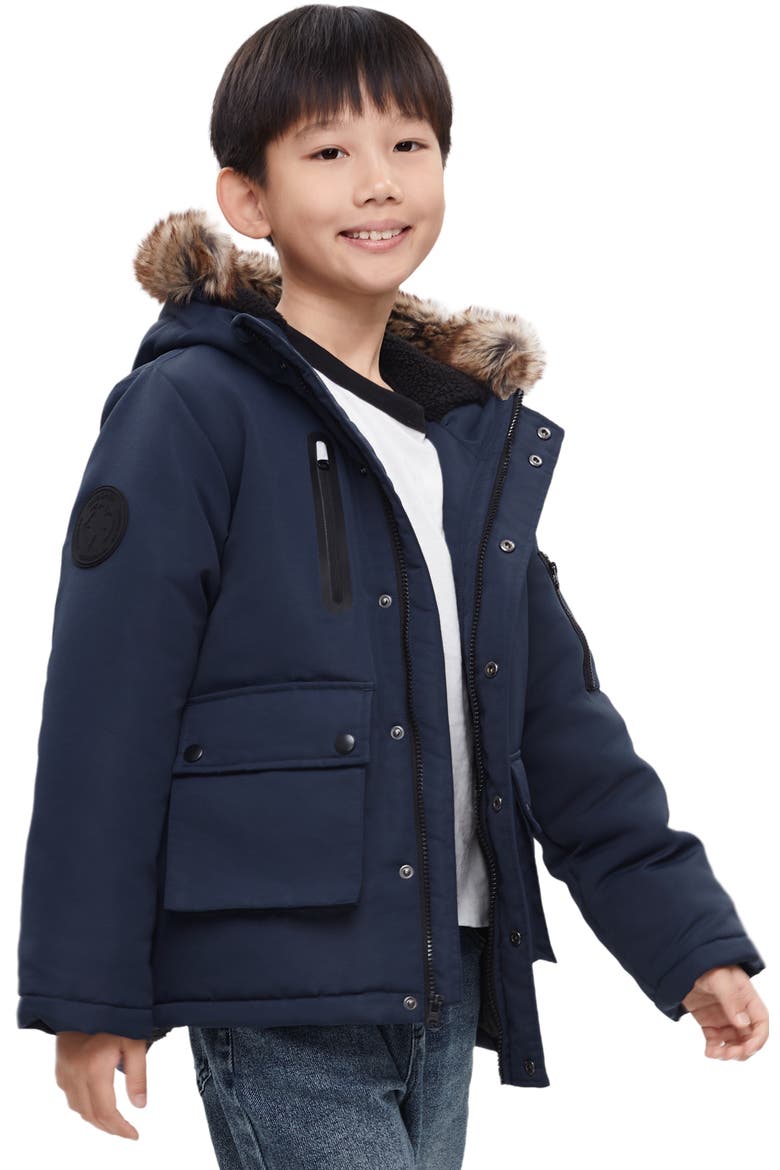 Kids' Parka Jacket with Insulated Hood, Alternate, color, NAVY
