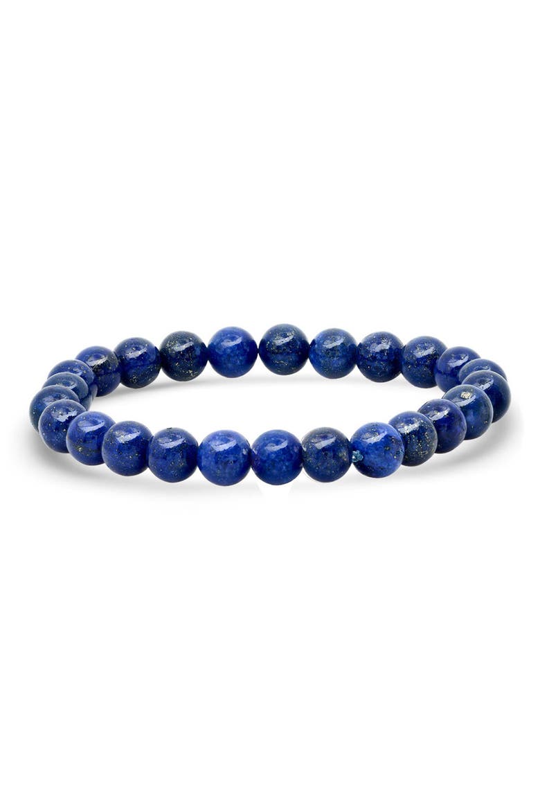 Men's Lapis Beaded Stretch Bracelet, Main, color, BLUE