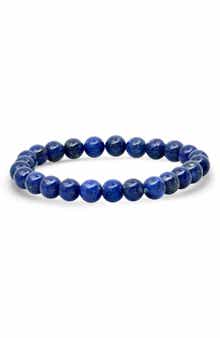 Men's Lapis Beaded Stretch Bracelet