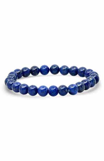 Men's Lapis Beaded Stretch Bracelet
