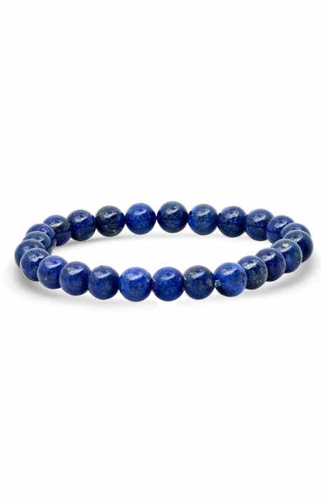 Men's Lapis Beaded Stretch Bracelet