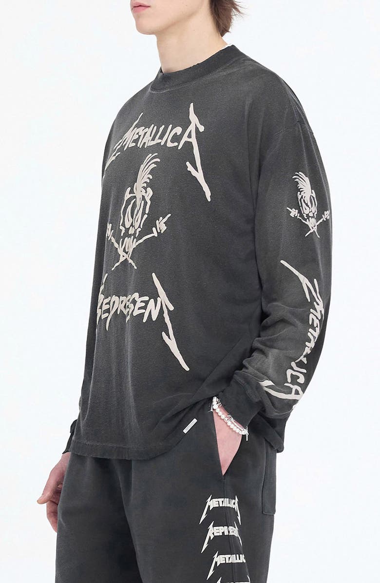 Represent Metallica Garage Inc. Long Sleeve Cotton & Hemp Graphic T-Shirt, Alternate, color,