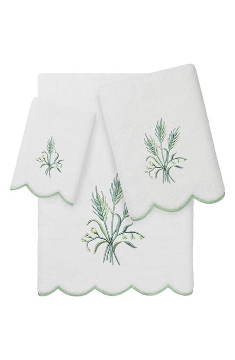 Whitney Scalloped 3-Piece Embellished Towel Set