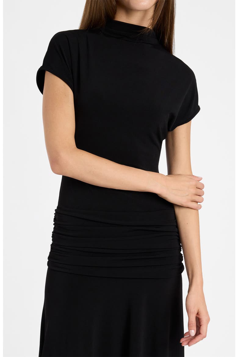 Kardi Ruched Mock Neck Maxi Dress in Soft Jersey, Alternate, color, Onyx