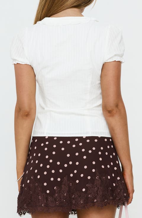Dellen Frill Detail Puff Sleeve Blouse