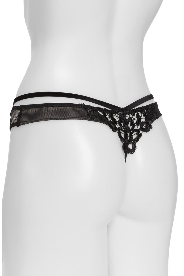 Dahlia G-String Thong, Alternate, color, BLACK/ NUDE