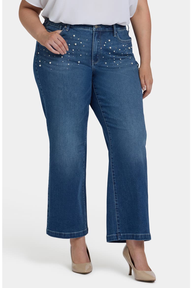 NYDJ Teresa Rhinestone & Faux Pearl Wide Leg Jeans (Women) | Nordstromrack