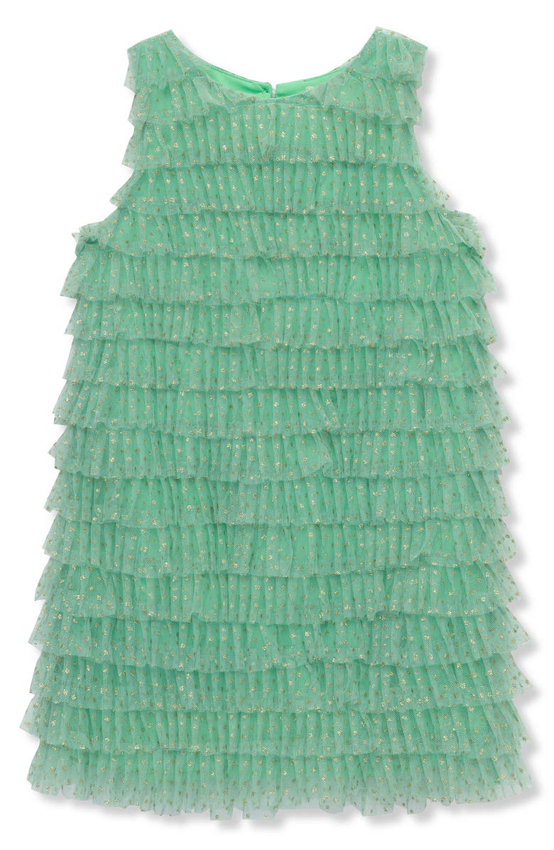 Peek Aren
t You Curious Kids
 Sleeveless Ruffle Metallic Tulle Dress, Main, color, 