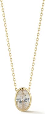 GLAZE JEWELRY Oval Cubic Zirconia Solitaire Pendant Necklace
