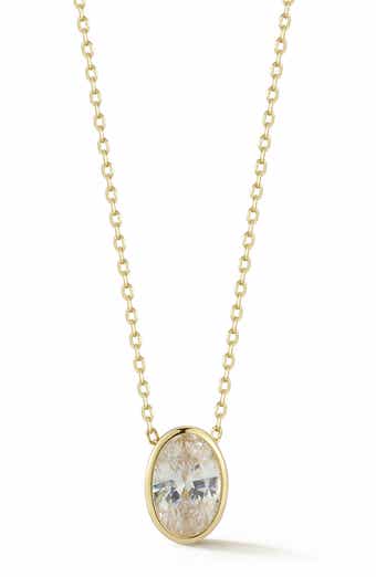 Oval Cubic Zirconia Solitaire Pendant Necklace