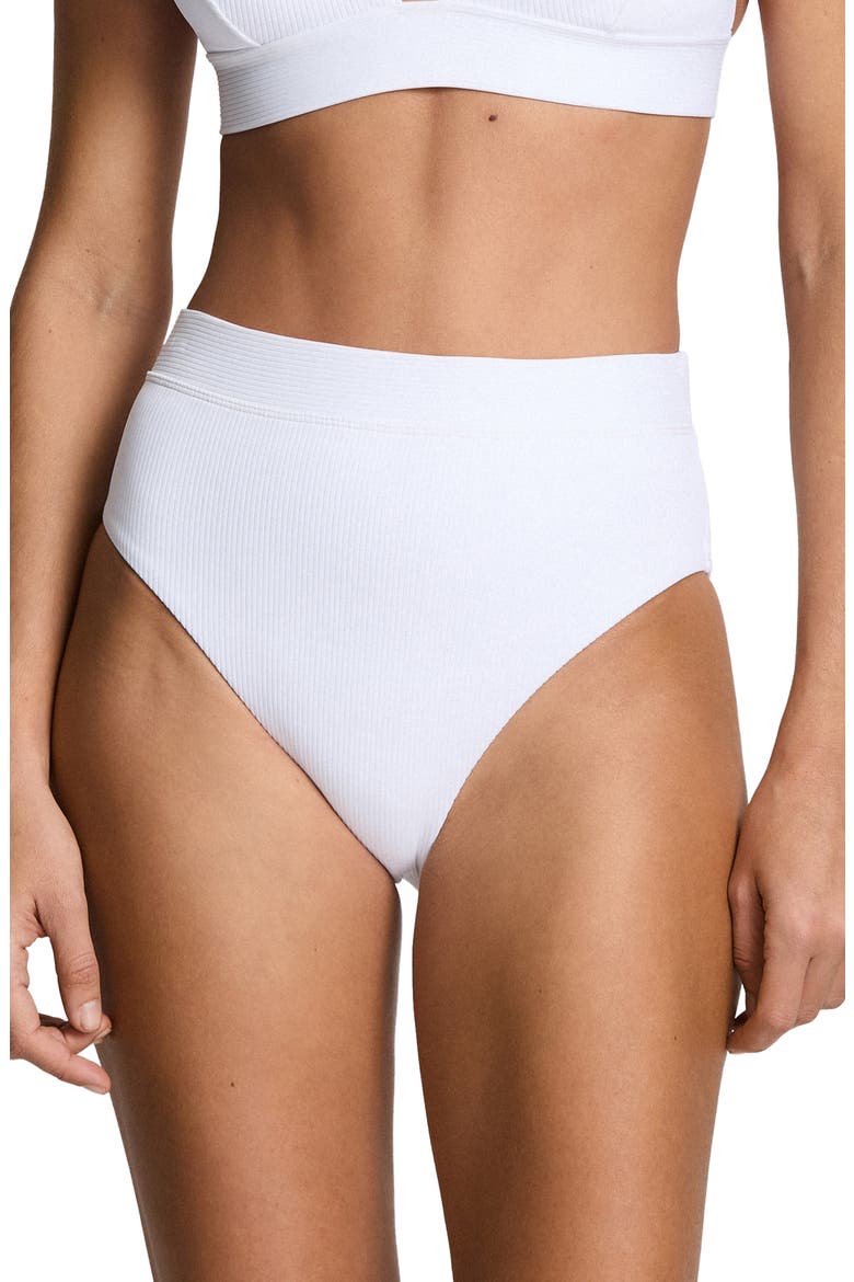 Banded High Waist Bikini Bottoms, Main, color, WHITE