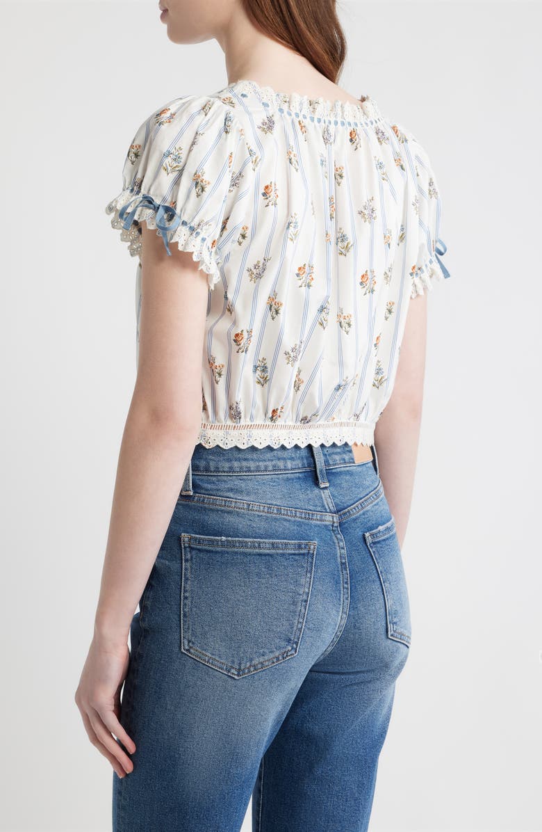 DÔEN Nera Eyelet Ruffle Organic Cotton Crop Top, Alternate, color, Fleurs De Bordeaux