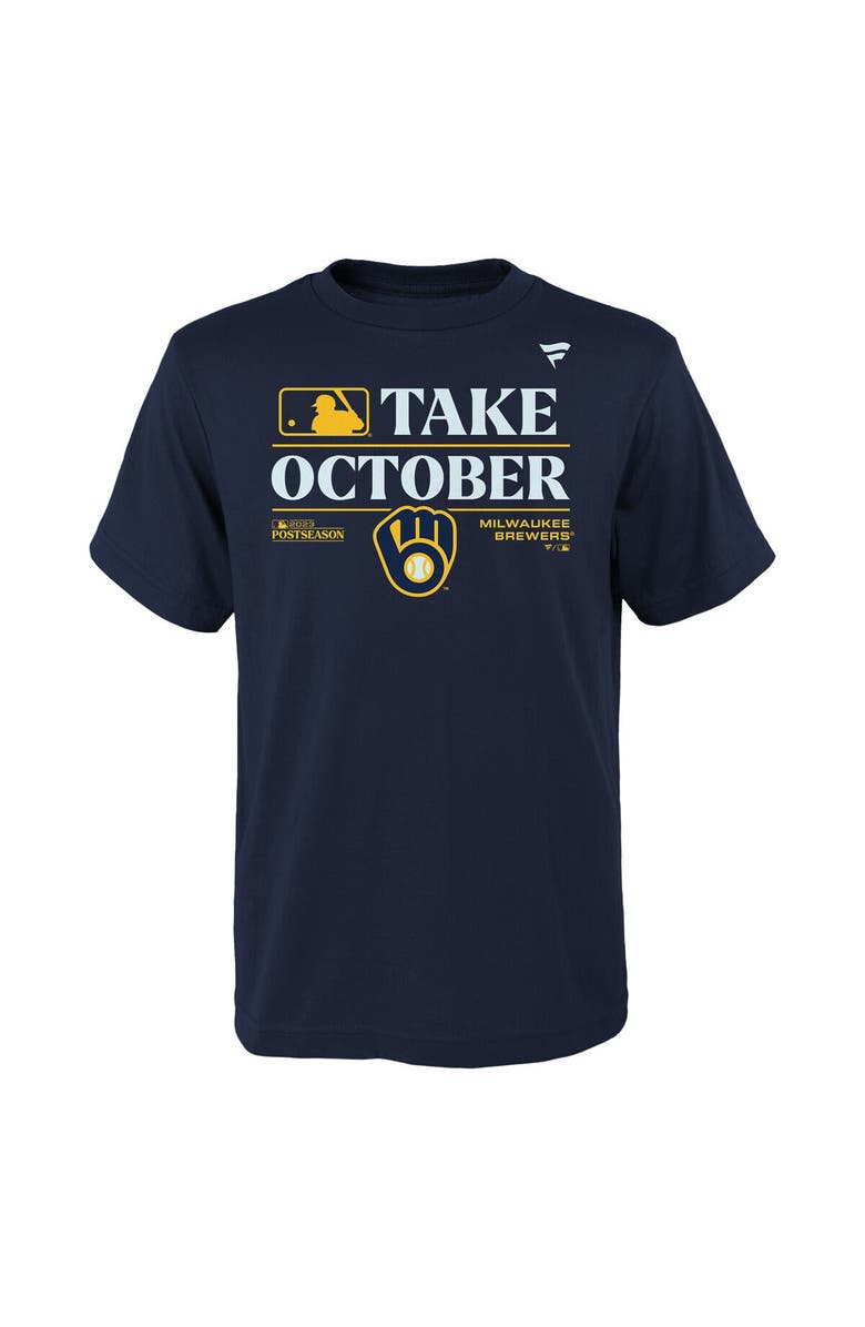 FANATICS Youth Fanatics Branded Navy Milwaukee Brewers 2023 Postseason Locker Room T-Shirt, Alternate, color,