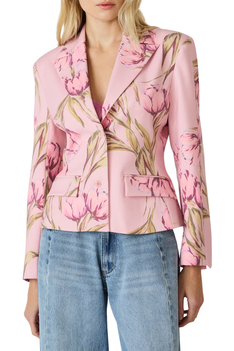Regina Print Blazer, Main, color, ROSETTE PINK