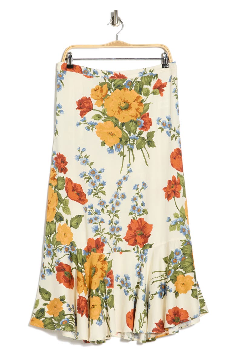 Floral Print Flounce Skirt, Alternate, color, IVORY LG FLORAL